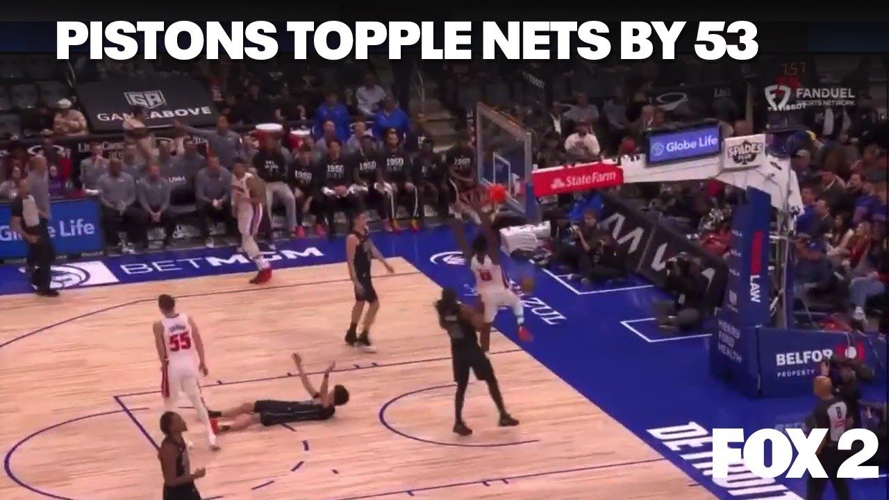 Pistons best Nets by 53 points, largest margin of victory in team history