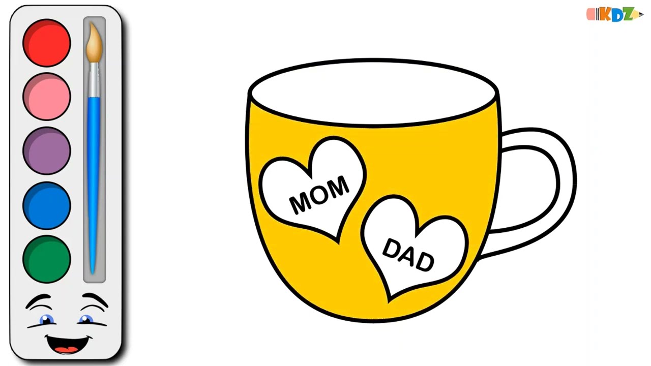 How to draw mom and dad cup | Easy cup drawing | Cute cup drawing step by step