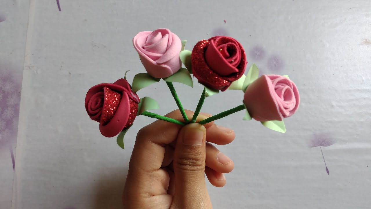 اسهل طريقة لعمل وردة من ورق الفوم | How to make easy a foam rose