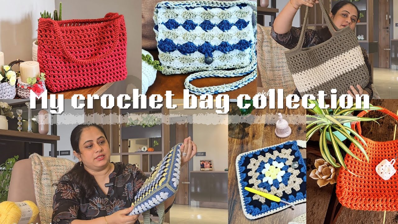 My crochet bag collection/ Handmade bags/ Dini Shajohn