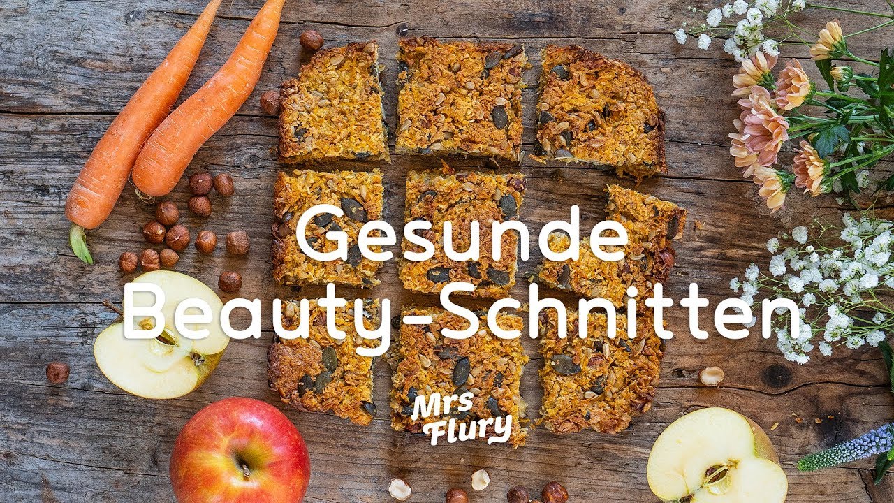 Gesunde Beauty Schnitten vegan / Rezept Karotten Apfel Müesli Riegel / Mrs Flury x sonrisa