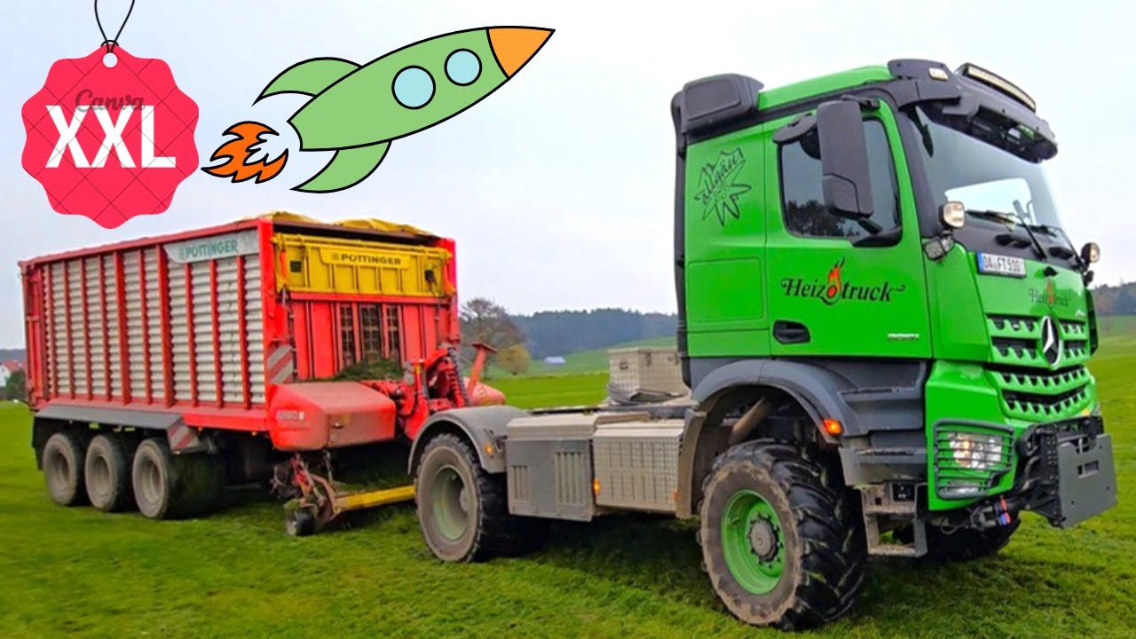Die Allg&auml;uer XXL Futtertrocknung in Altusried | Da geht die Gr&uuml;ne Post ab mit 4 x Tridem + JCB + Lkw