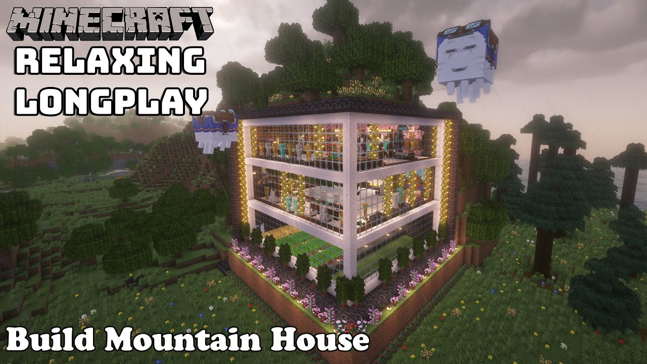 Minecraft Relaxing Longplay - 🌧️ Rainy Mountain House 🌧️ No Commentary