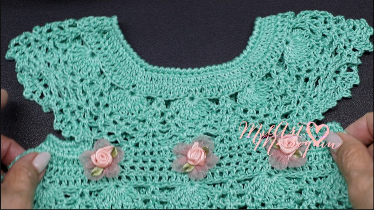 Vestido 0 a 3 meses Crochet 4 Lineas de piñas 2 de 2 (cc)
