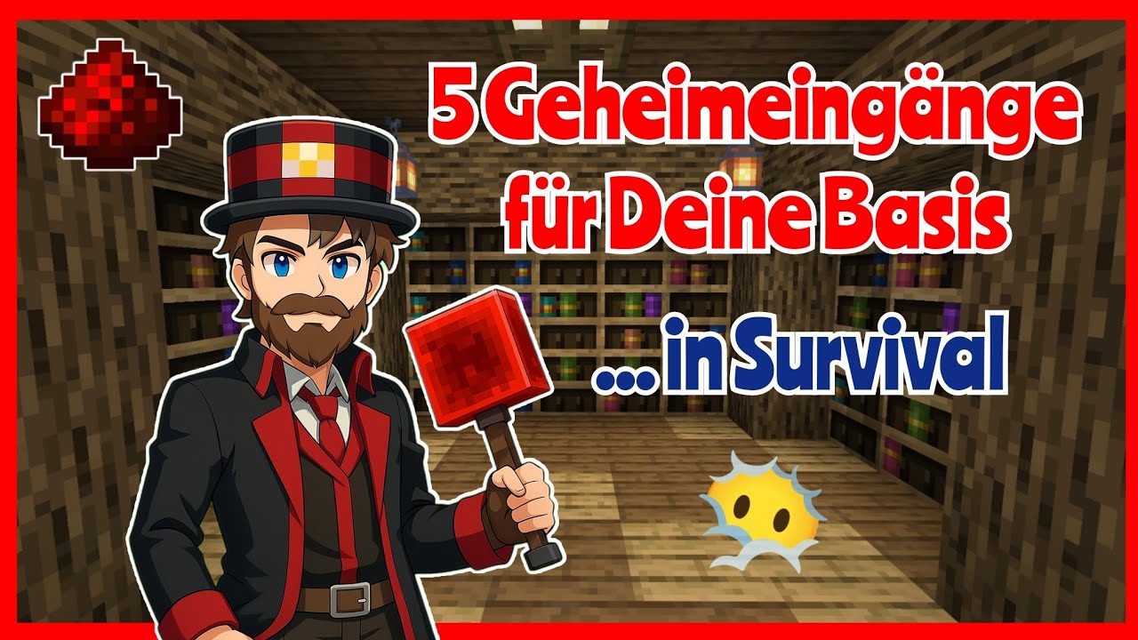Geheime Eingänge für geheimnissvolle Typen, Redstone, Tutorial, MC Bedrock