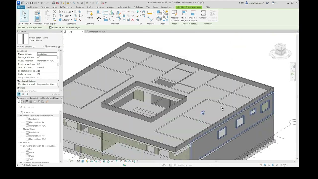 1 - Revit plans de coffrage - Modification des poteaux - 4 min 06