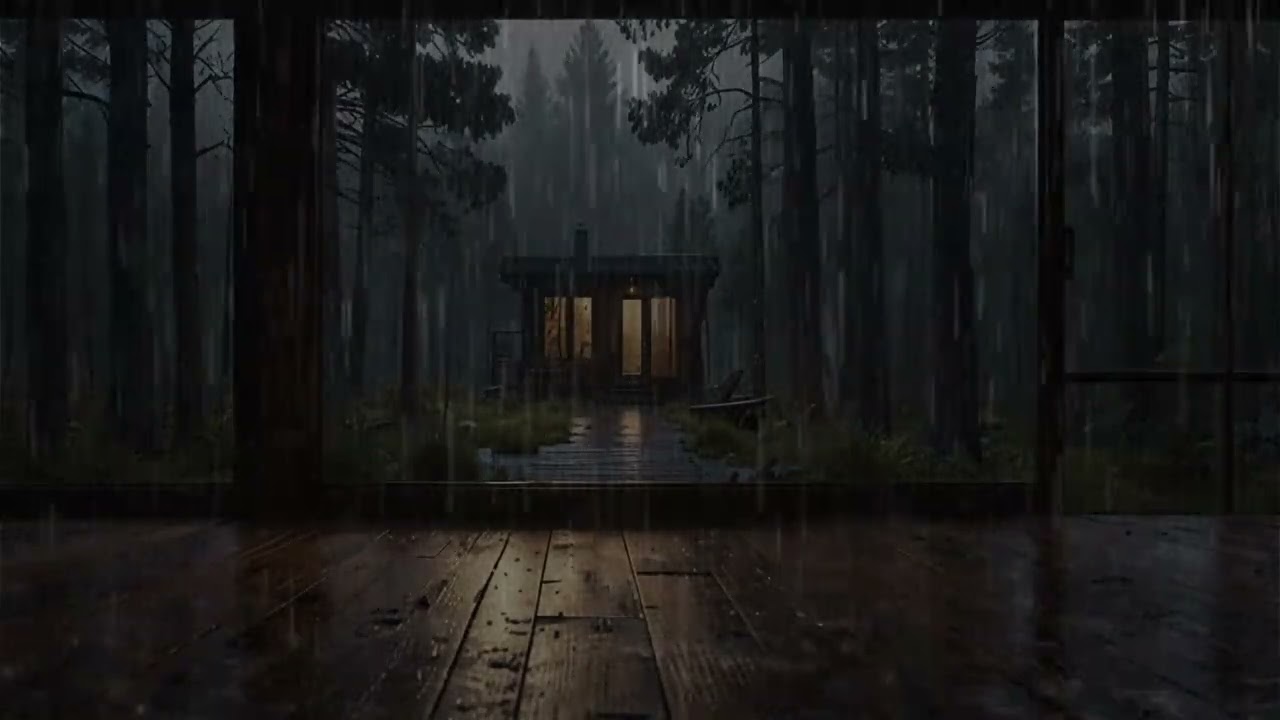Warm Cabin Bedroom with Rainfall | Calming Ambience for Deep Rest