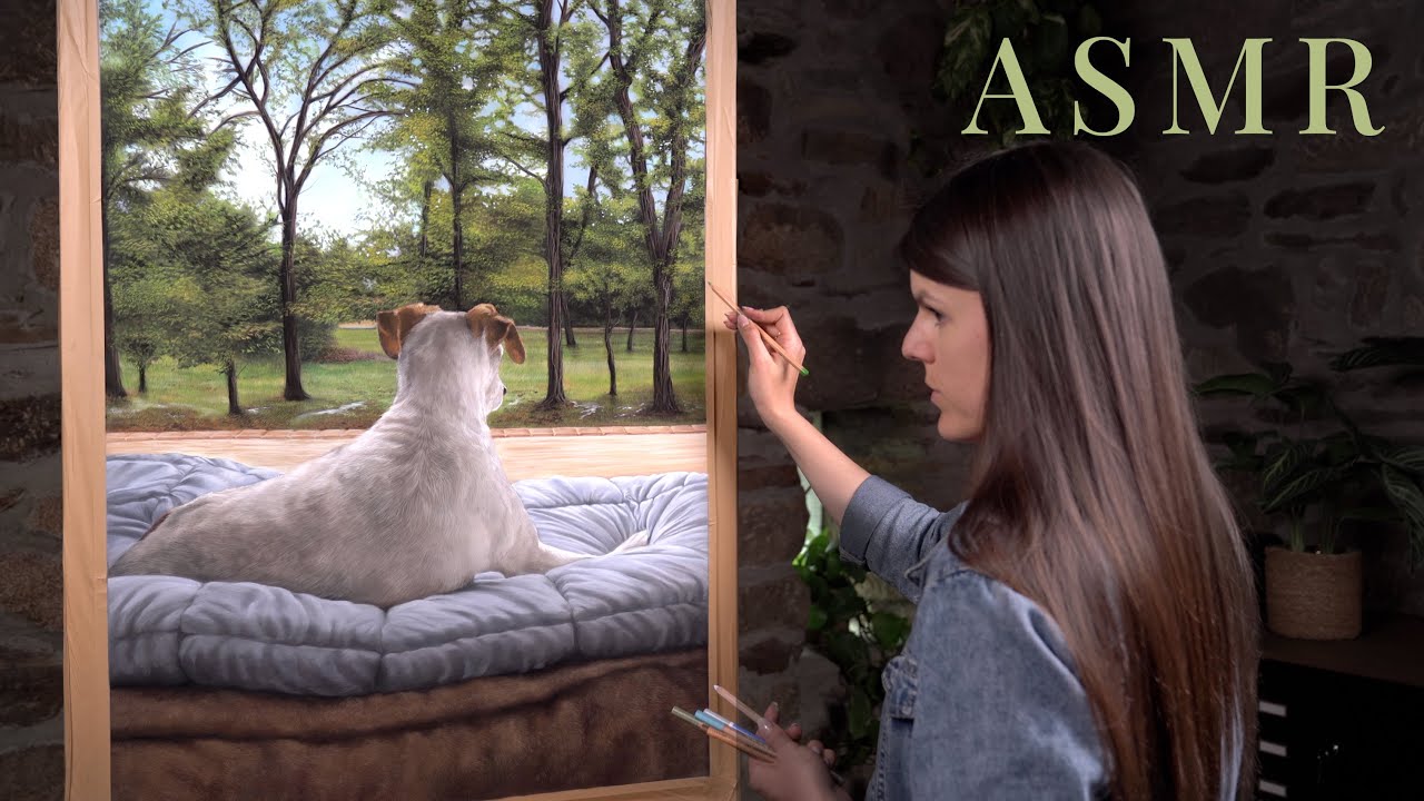 ASMR Painting 🍀 - (no music) - drawing, pencil sounds, soft pastels, gloves, clothing