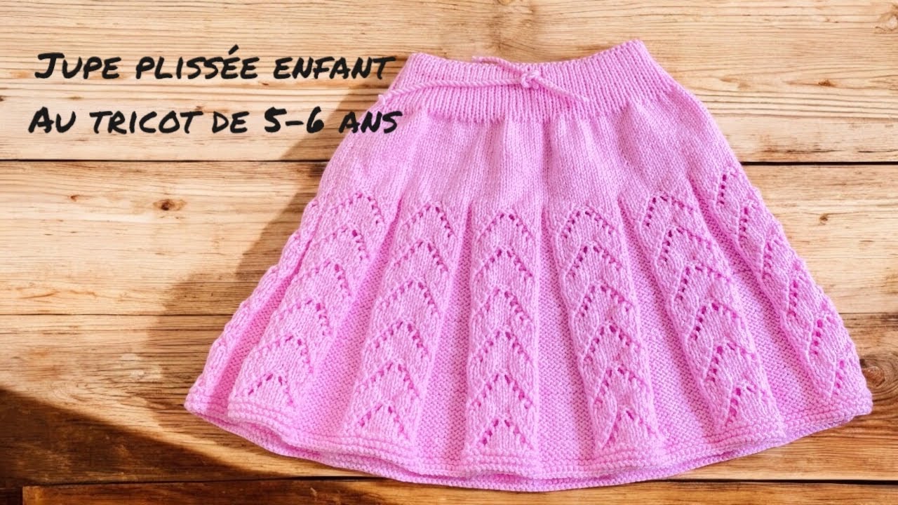 Jupe plissée pour enfants de 5-6 ans au tricot et au point ajouré 💖💖