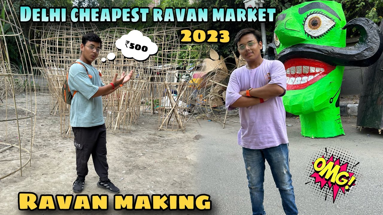 Delhi cheapest ravan market 2023 | ravan making | Tagore Garden Raavan market