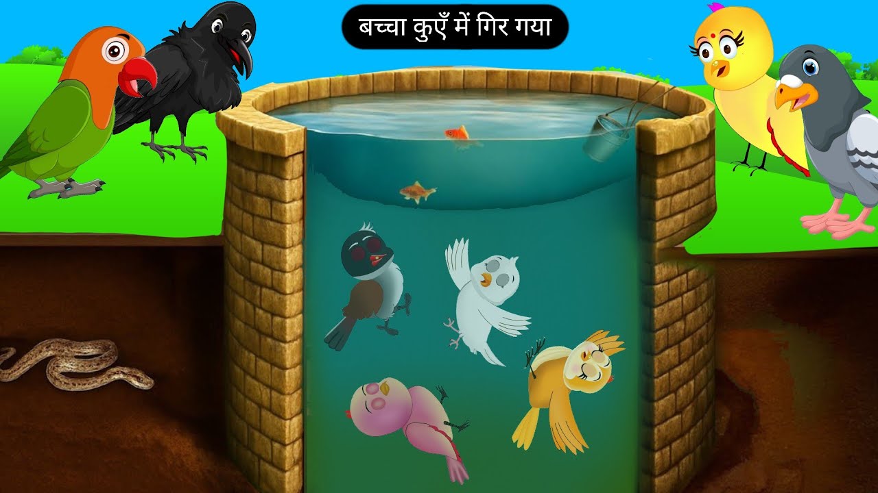 कुंआ मा गिर गे बाची | Tuni Chidiya Ka Ghar Kahani | Chidiya Wala Cartoon | Acha Acha Kahaniya