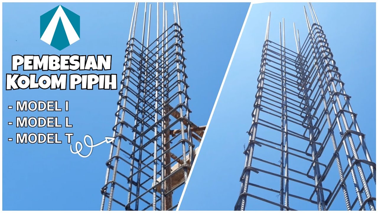 Besi kolom pipih rumah tinggal 2 lantai || reinforced concrete column