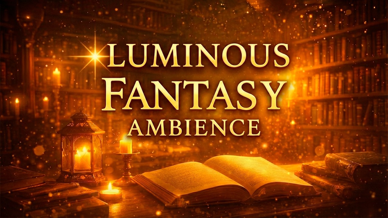 Luminous Fantasy Ambience (1 hour) | Warm Medieval Library Atmosphere for Reading & Writing