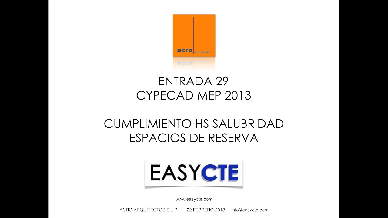 Cálculo de instalaciones 29. Espacios de reserva. Cype.