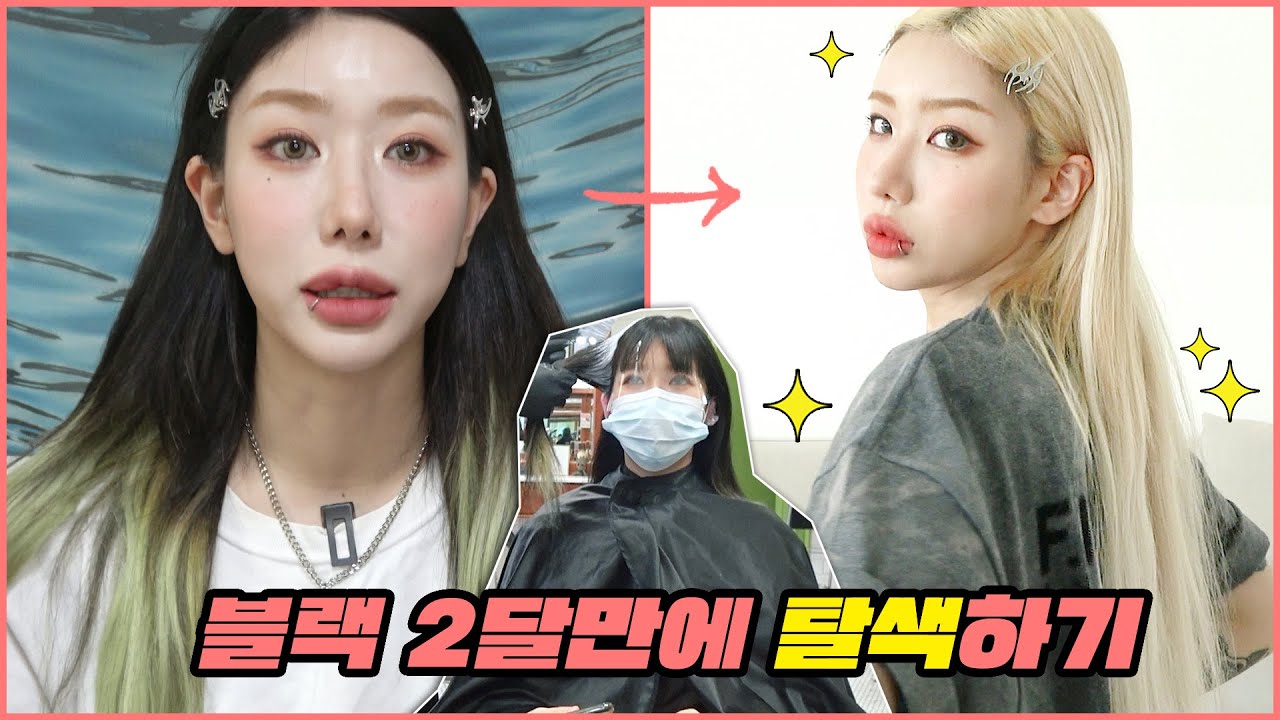 👩🏻 블랙 염색 두 달 만에 백발로 탈색 👩🏼 / 블랙 빼기 / 백금발 탈색 / 성공할 수 있을까?!  / VLOG