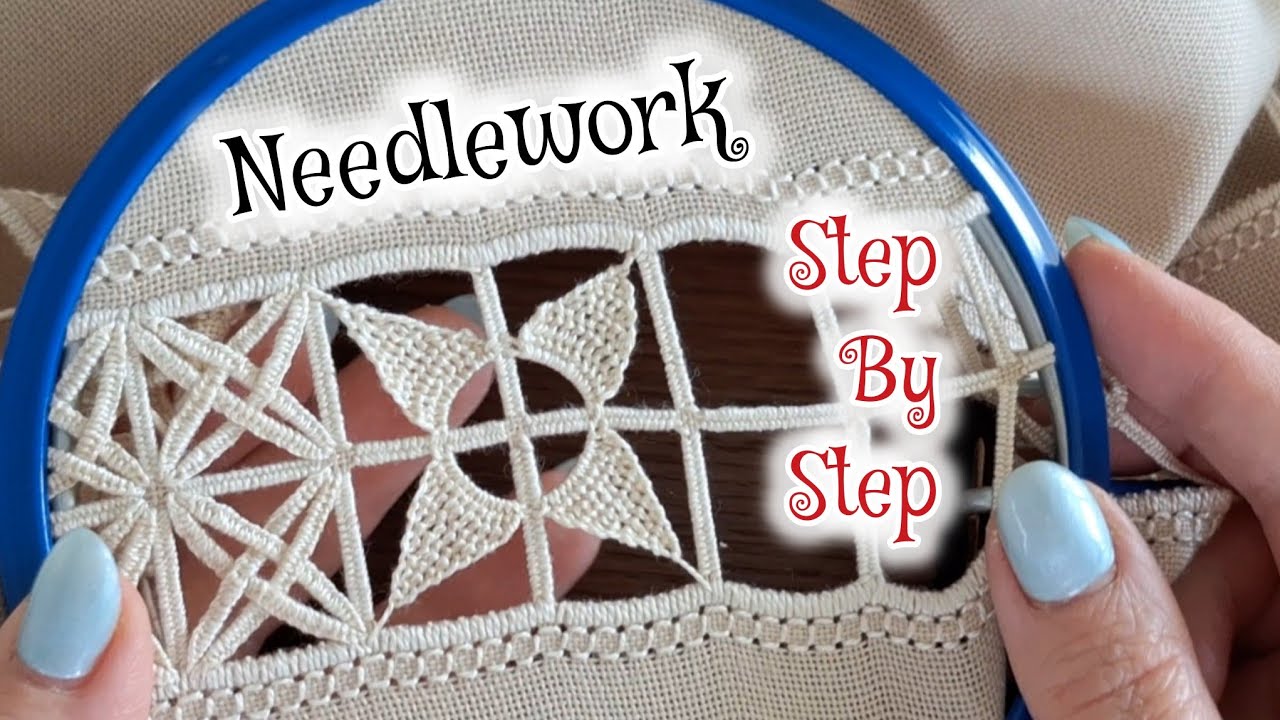 Needlework 🪡  : new reticello embroidery design step by step for beginners ✨️ 