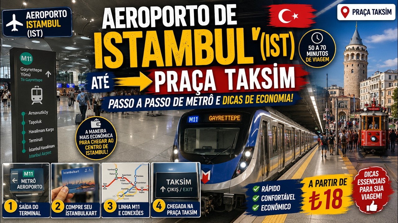 🇹🇷🌟🚇 Passo a passo do Aeroporto de Istambul (IST) até Praça Taksim: Dicas de economia na viagem!