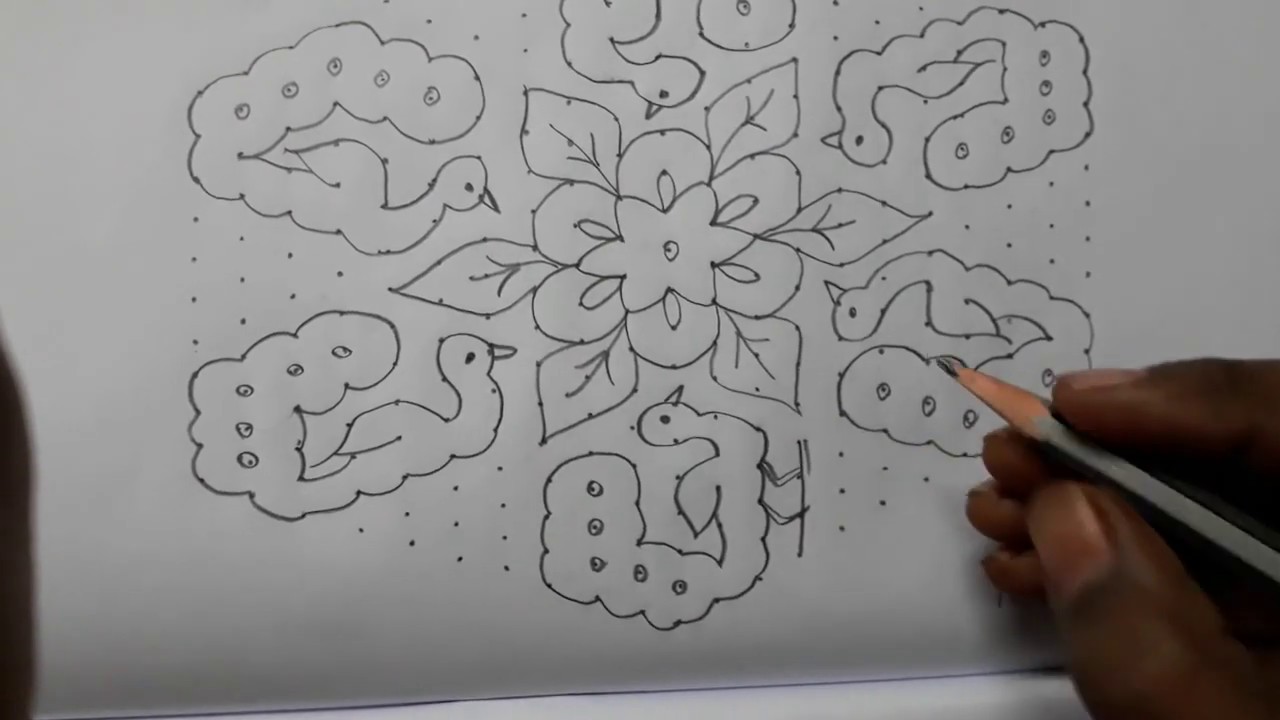 21x11 dots simple and easy peacock rangoli || sankranthi muggulu || pongal kolam