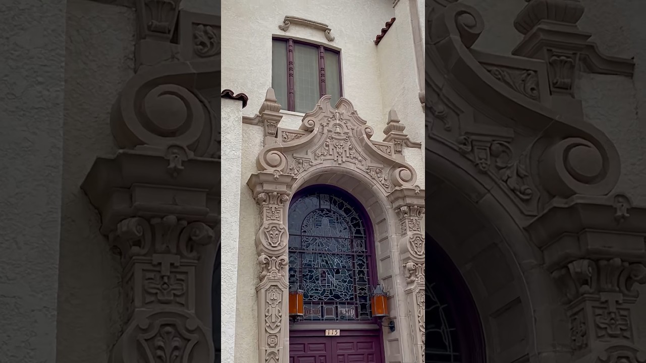 Vintage architecture. Spanish colonial style. Victorian era historical building in downtown LA