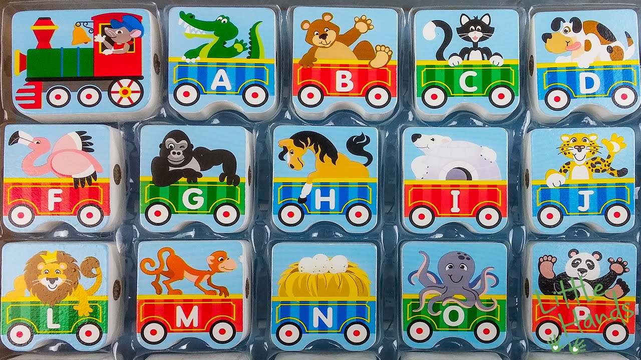ABC Alphabet Train Lacing Beads for Toddler Kids Wood toys English 英語 パズル 영어 | LittleHands