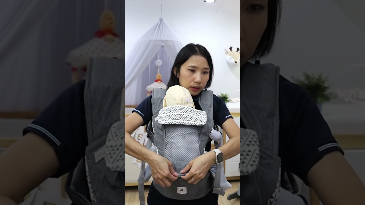 #POGNAE เป้อุ้มเด็ก No.5 Neo Light Grey (3m+) รับน้ำหนักได้ถึง20กก. แปลงเป็นhipseatอย่างเดียวได้