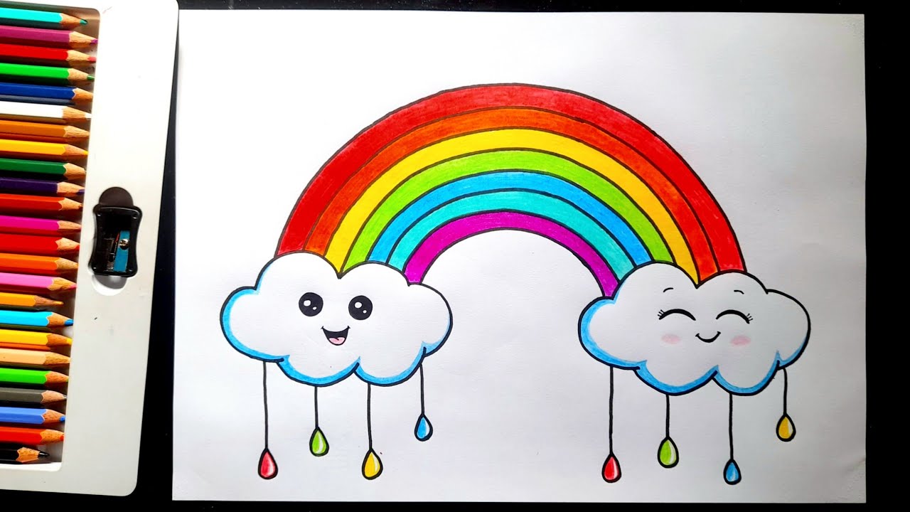 how to draw rainbow | how to draw colour rainbow 🌈| rainbow drawing | beautiful drawing | drawing 🌈