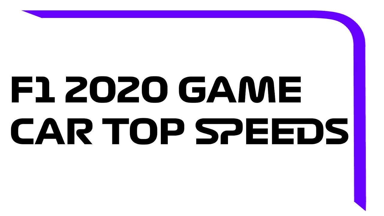 F1 2020 Game | Cars Top Speed Ranking | Post Patch 1.02