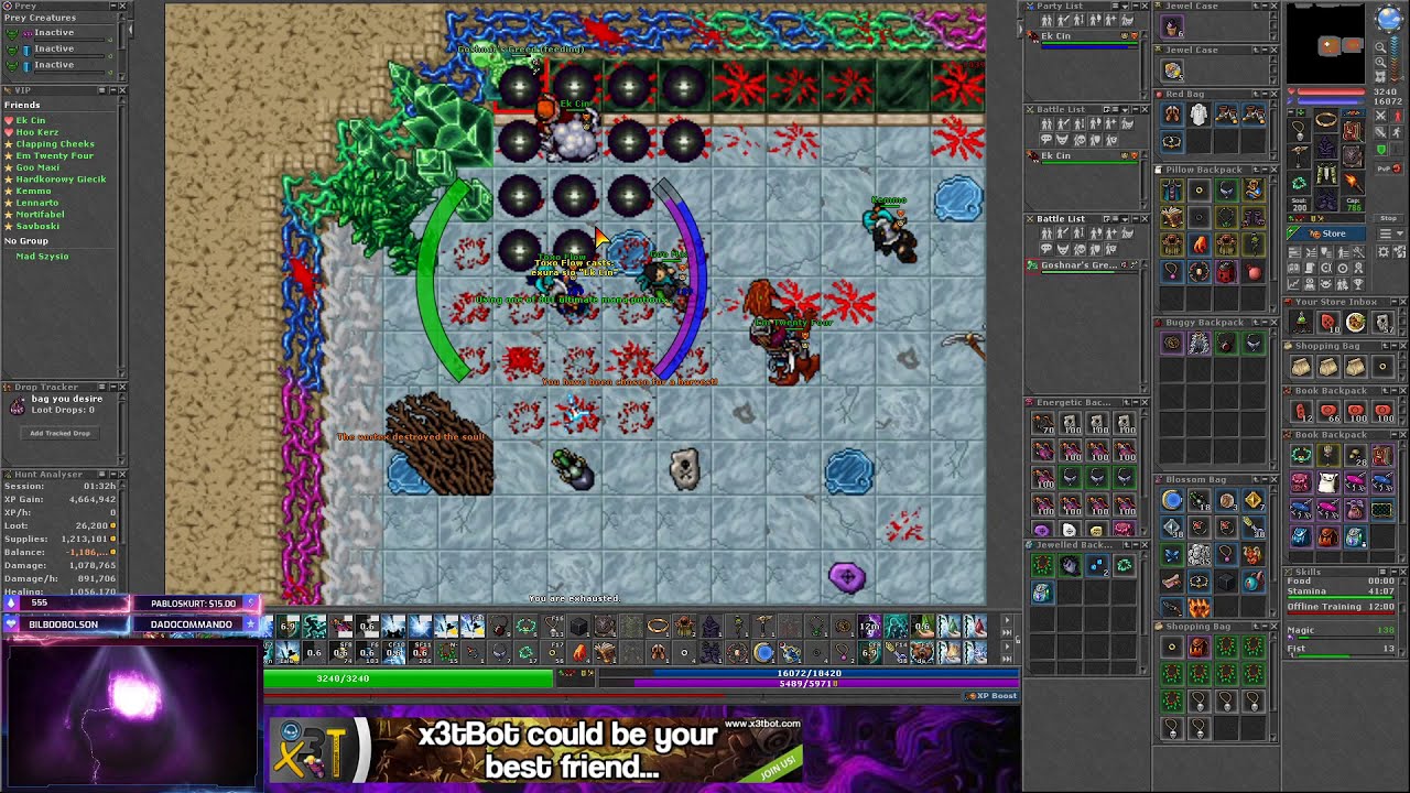 Tibia | Tortura | 600+ | Soul War Quest - Goshnar's Greed (2nd Taint, Mirrored Nightmare)