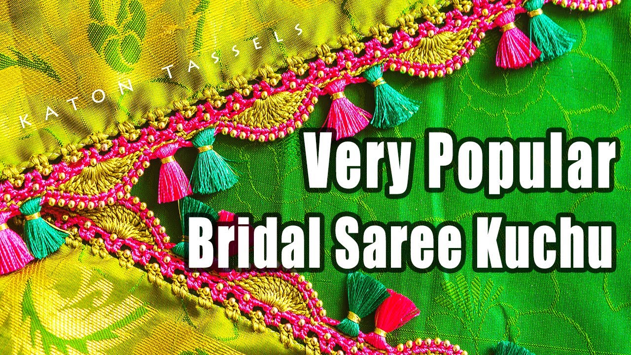 Very Popular Bridal Saree Kuchu (Tassel) design | Crochet design for clothing border | KATON TASSELS