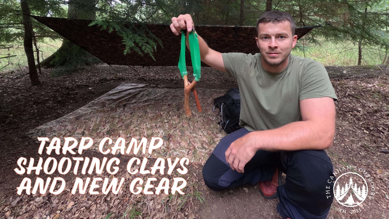 Bushcraft Tarp Camp & Shooting the catapult | (Testing out New Gear)