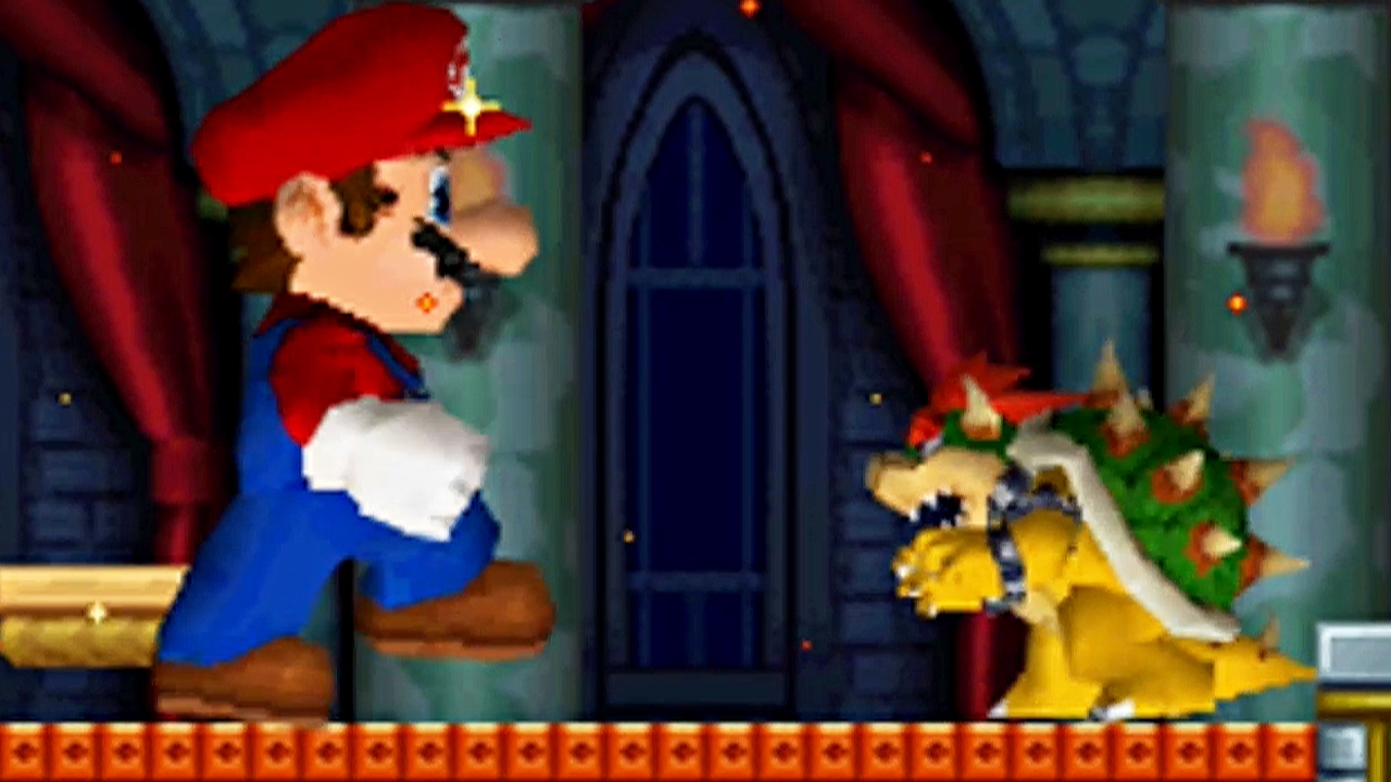 New Super Mario Bros DS - All Bosses VS Mega Mushroom!