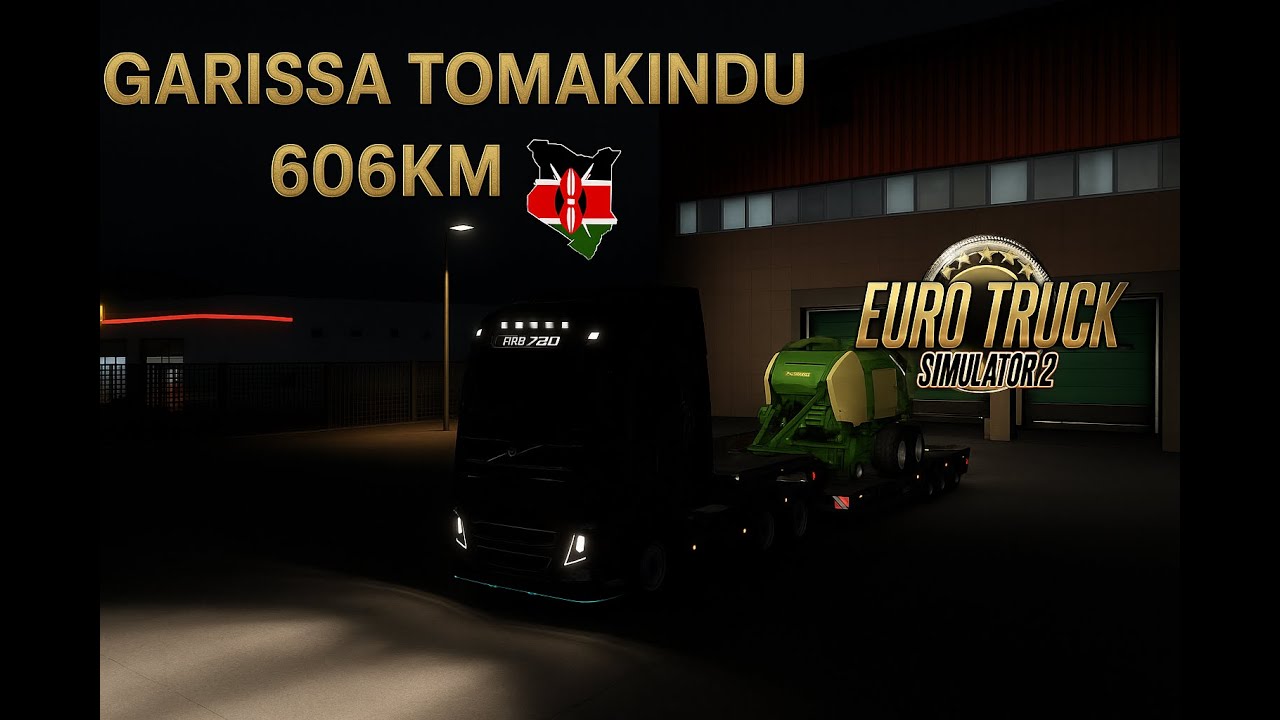 606KM GARISSA TO MAKINDU HEAVY LOAD CONVOY | KRONE BALER 10T | ETS2 KENYA MAP
