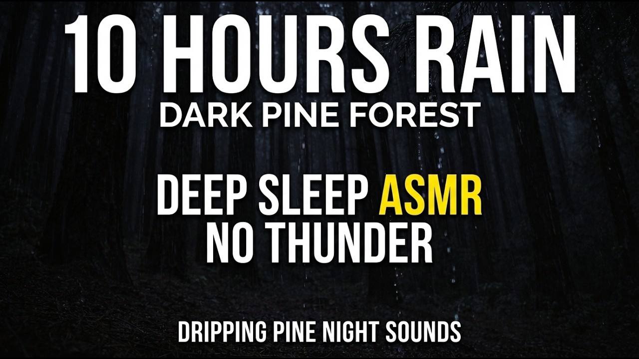 10 Hours Rain on Dark Pine Forest  Deep Sleep ASMR No Thunder  Dripping Pine Night Sounds