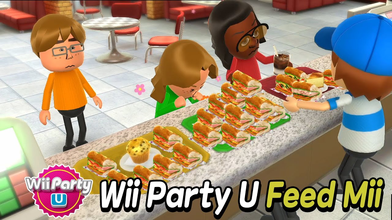 Wii Party U - Feed Mii 🎵 (Play movies 87)  Susie Jackie Kathrin Chris🎵 Don't jealous of each other!