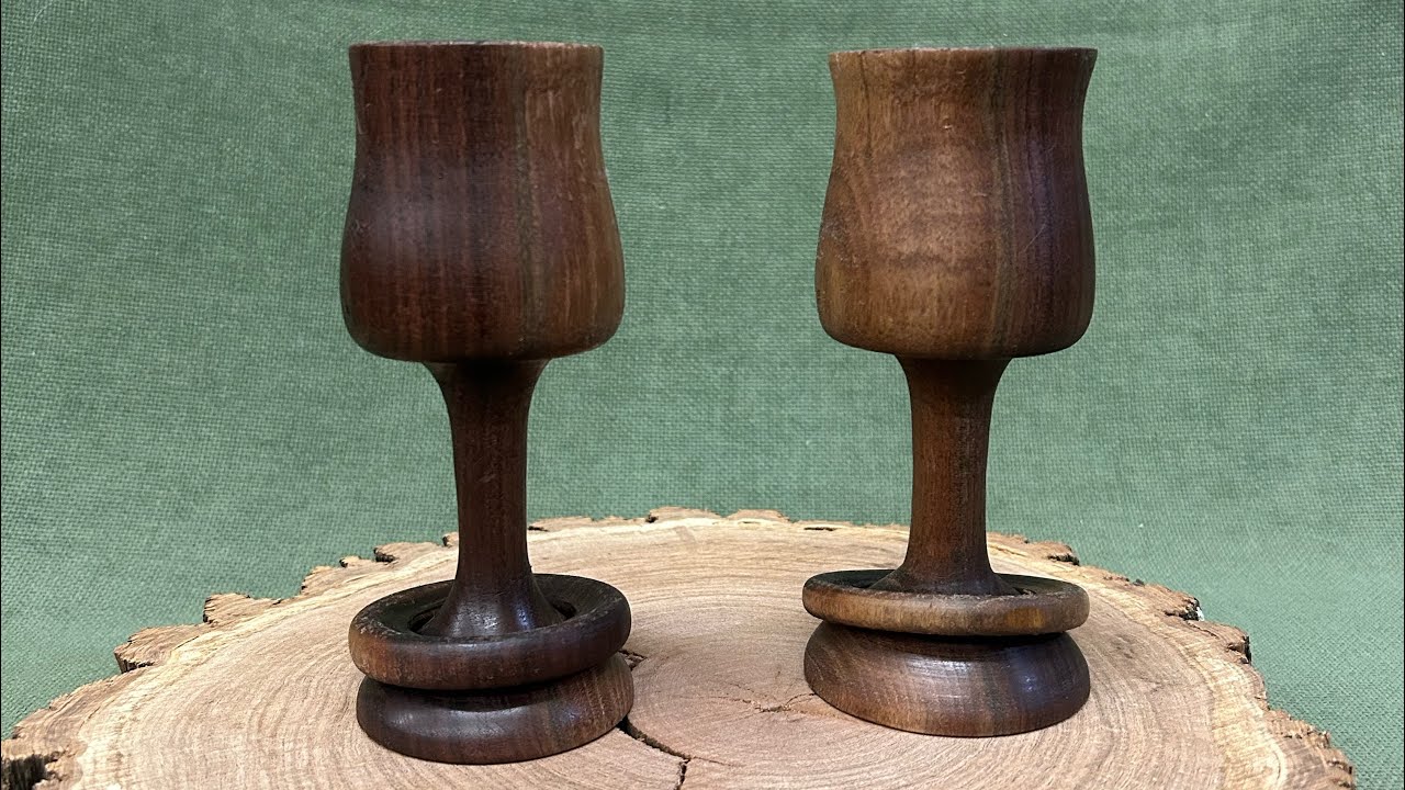 Turning Walnut Goblets With Rings