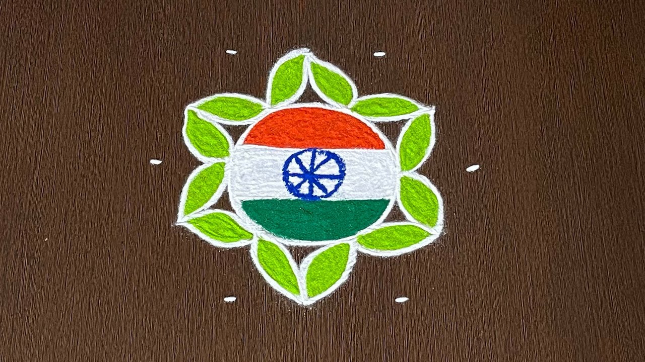 5×3dots Republic Day Special Rangoli Designs | Independence Day Rangoli |Easy Rangoli|#Star Rangoli