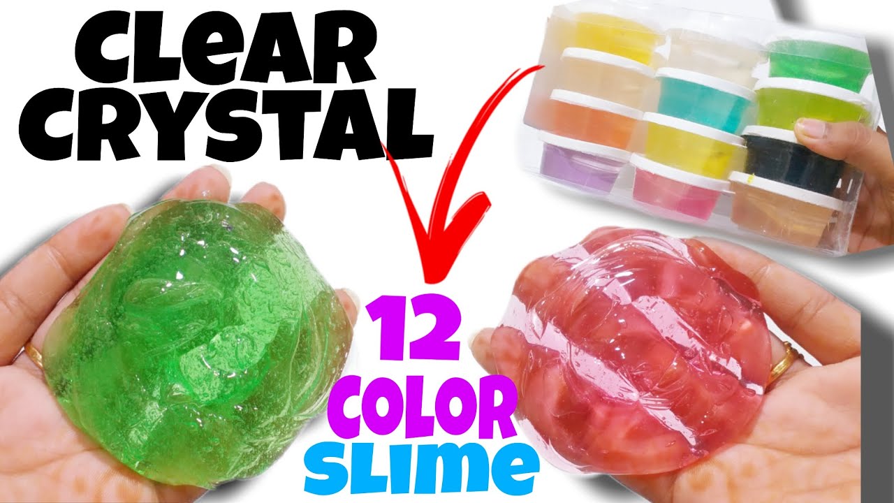 Clear Crystal Slime😱12 Color Clear crystal Slime❤️Amazon 12 Color Crystal clear slime Review #Amazon