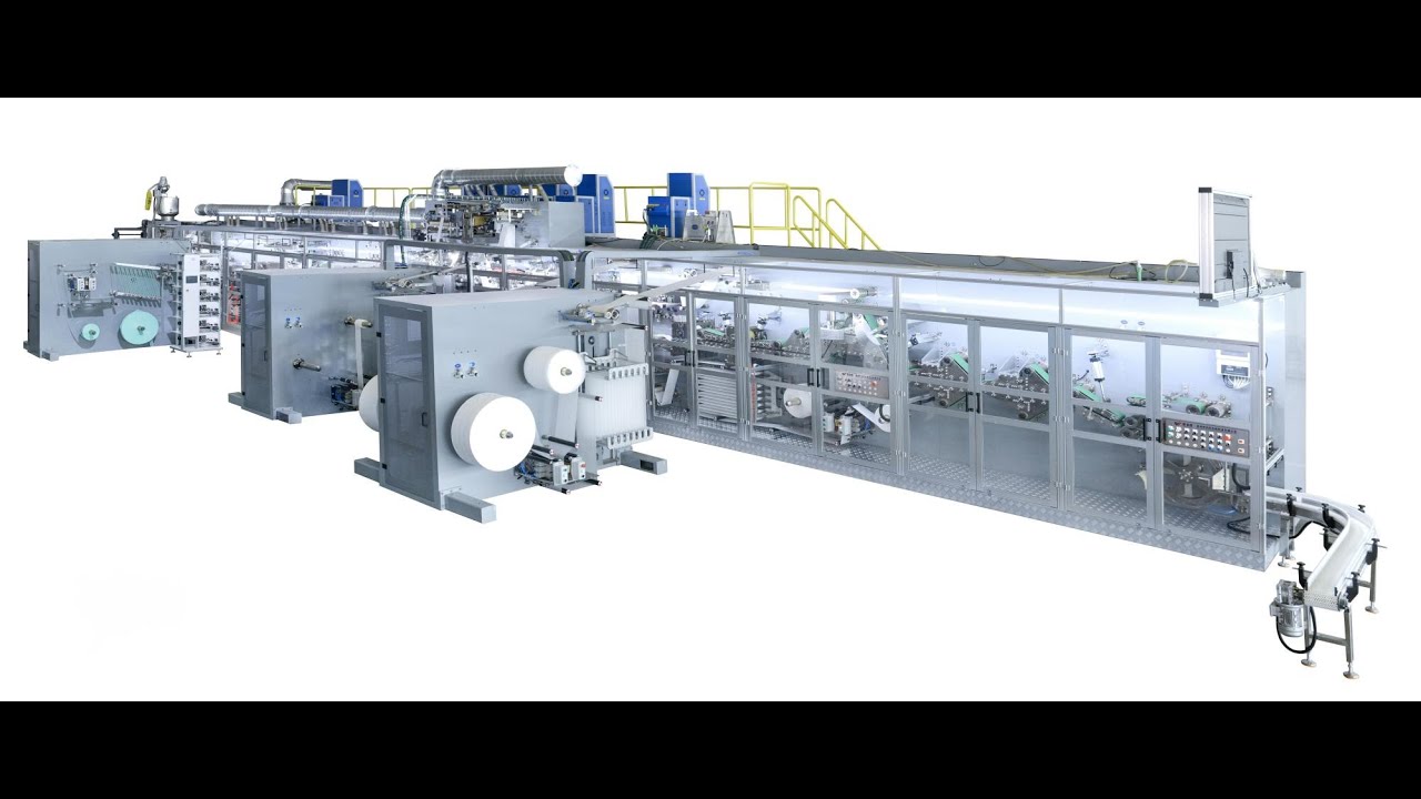 Professional manufacturer of full servo I shape baby diaper making machine at stable speed 700pcs/m