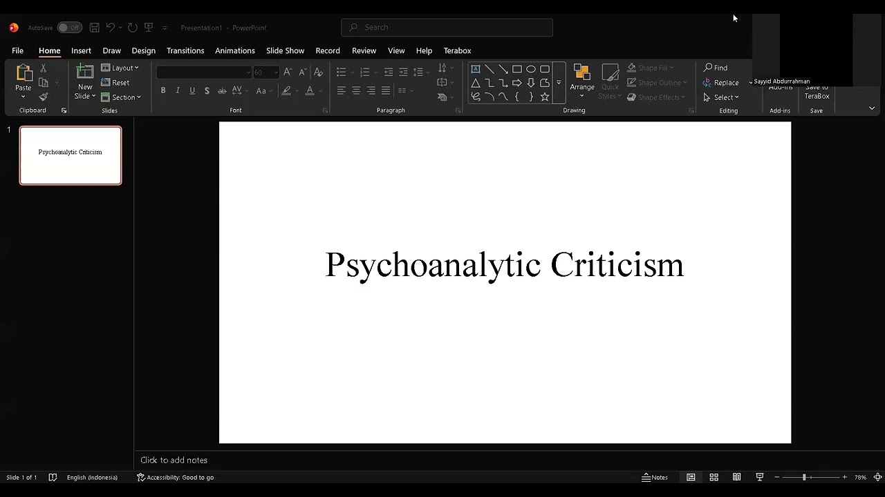 Psychoanalitic Criticism