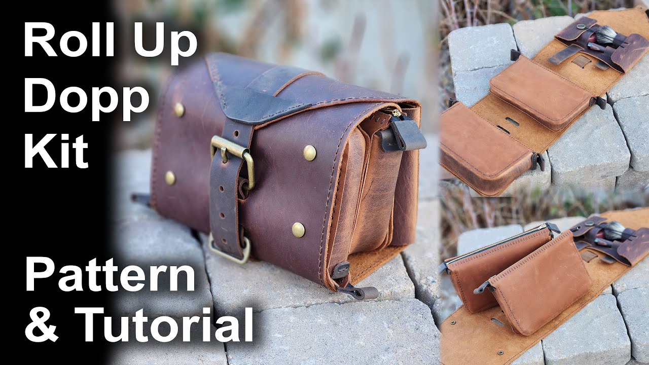 How to make a  Roll-Up Dopp Kit - PDF pattern and tutorial - Rollup Leather toiletry bag - DIY
