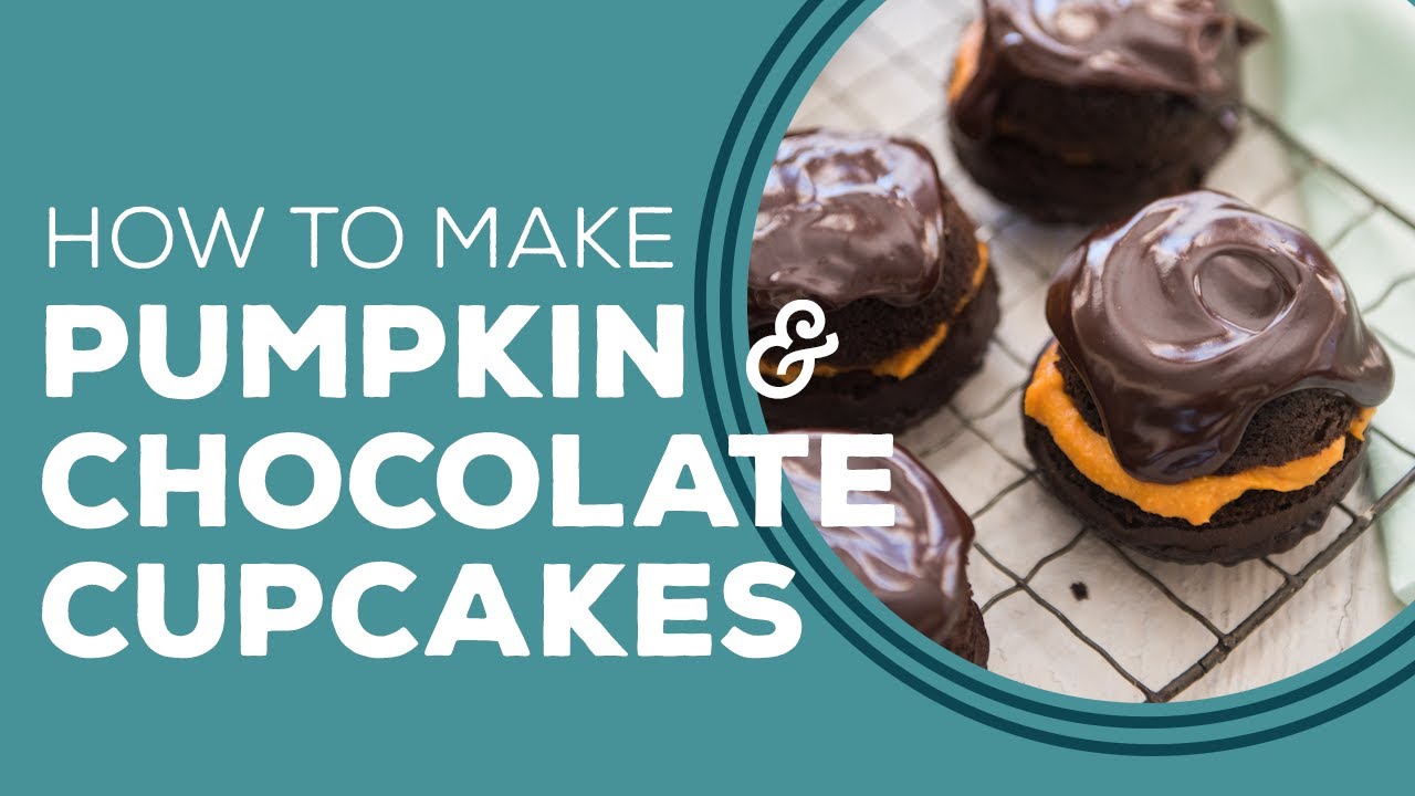 Paula Deen's Halloween Cupcakes | Upside-Down Pumpkin Filled Chocolate Cupcakes