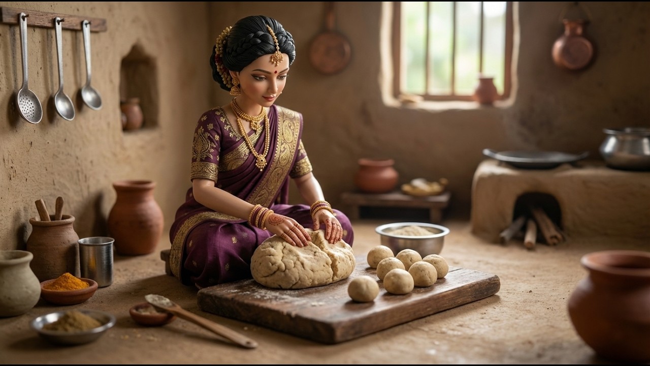 A Peaceful Day in a Miniature Indian Village: Farming, Cooking & Cozy Family Dinner | Relaxing ASMR