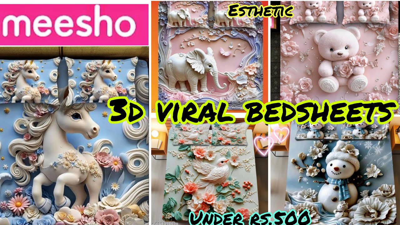 Meesho most viral 3d bedsheet under rs.500❤️👍 esthetic 3d bedsheet🫶🏻✨ #meesho #homedecor #haul 