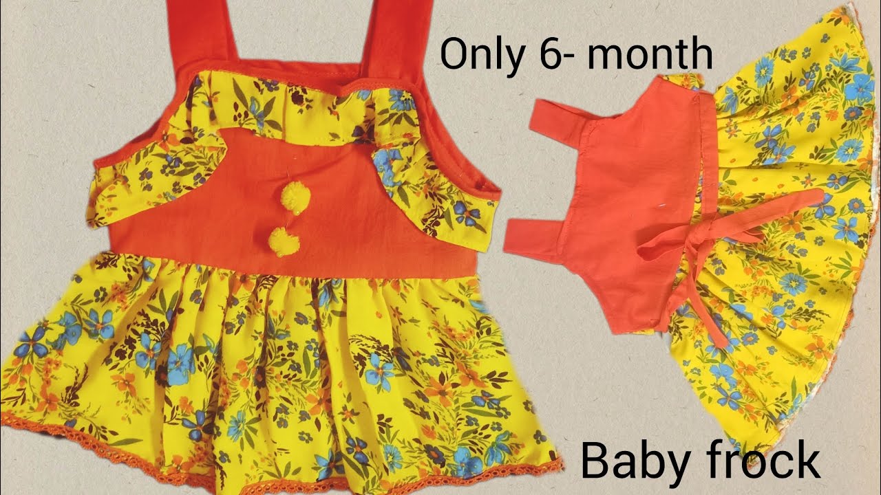 cute baby frock  6 - month old baby frock cutting and Stitching very easy