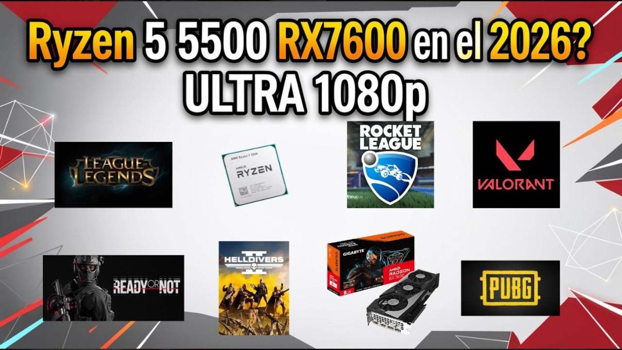 Ryzen 5 5500 + RX 7600 GIGABYTE | 1080p Gaming Test | 7 Juegos | FPS, Temperaturas y Uso GPU EN 2026