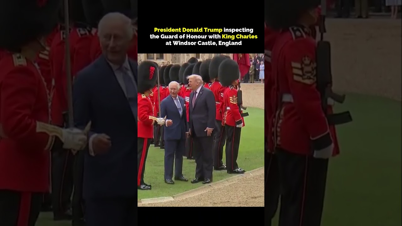 President Donald Trump inspecting the Guard of Honor with King Charles at Windsor Castle, England
