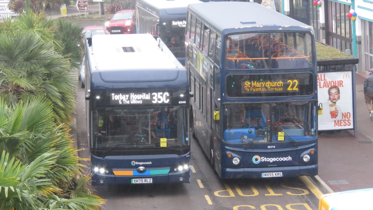 Buses and trains in torbay ft. Lydham Manor 7827. Places - Paignton, Torquay and Churston 