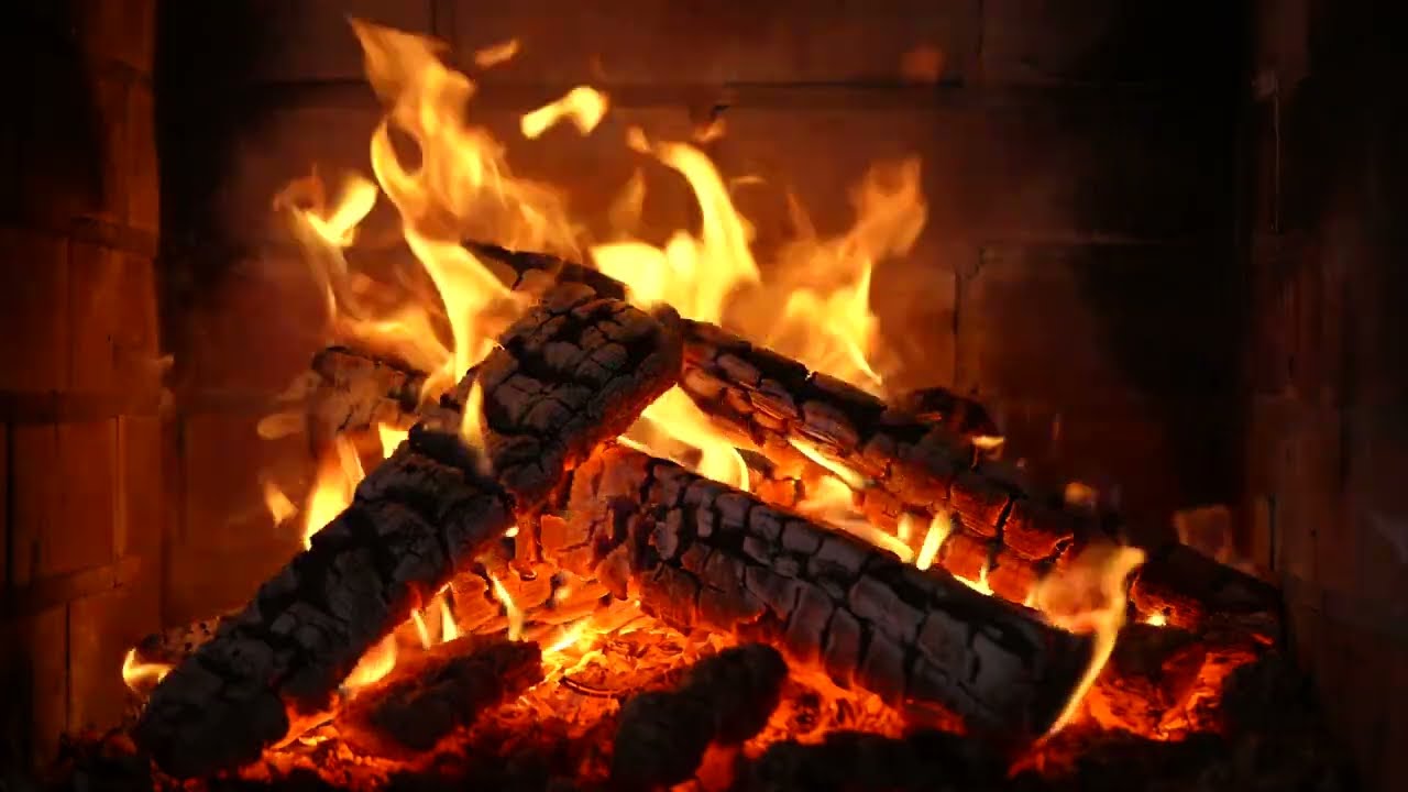 🔥 FIREPLACE 12 HOURS | HD Crackling Fireplace with Golden Flames & Burning Log Ambience