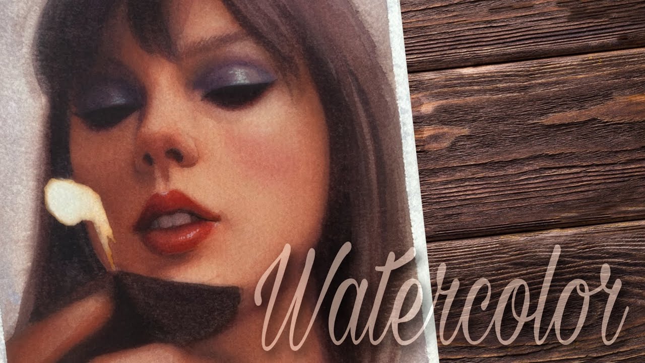 watercolor portrait painting with preparing process - Tylor Swift