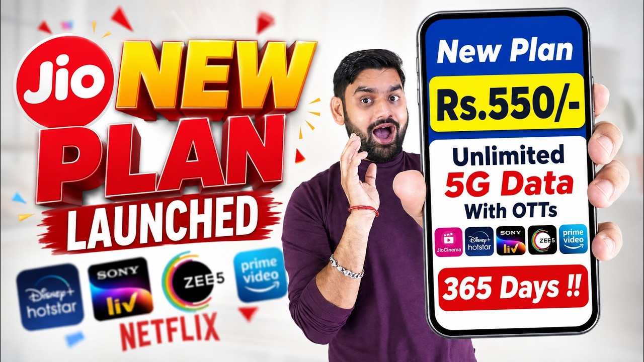 Jio New Yearly ₹550 Plans Launched! Unlimited 5G + 15 OTT Apps | Jio Rs.2000 OTT Pass Plan |
